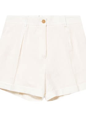 SUNSPEL女士春夏白色亚麻短裤