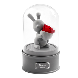 SEEROSE西罗斯旋转音乐盒永生花甜心玫瑰兔子送老婆纪念生日礼物