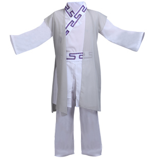 中国风男舞蹈服古典舞纸扇书生孔子演出服装民族舞太极舞剑表演服