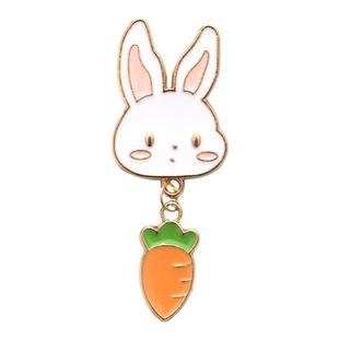 小兔子小萝卜胸针男女可爱日系创意金属徽章别针包包装饰品扣针