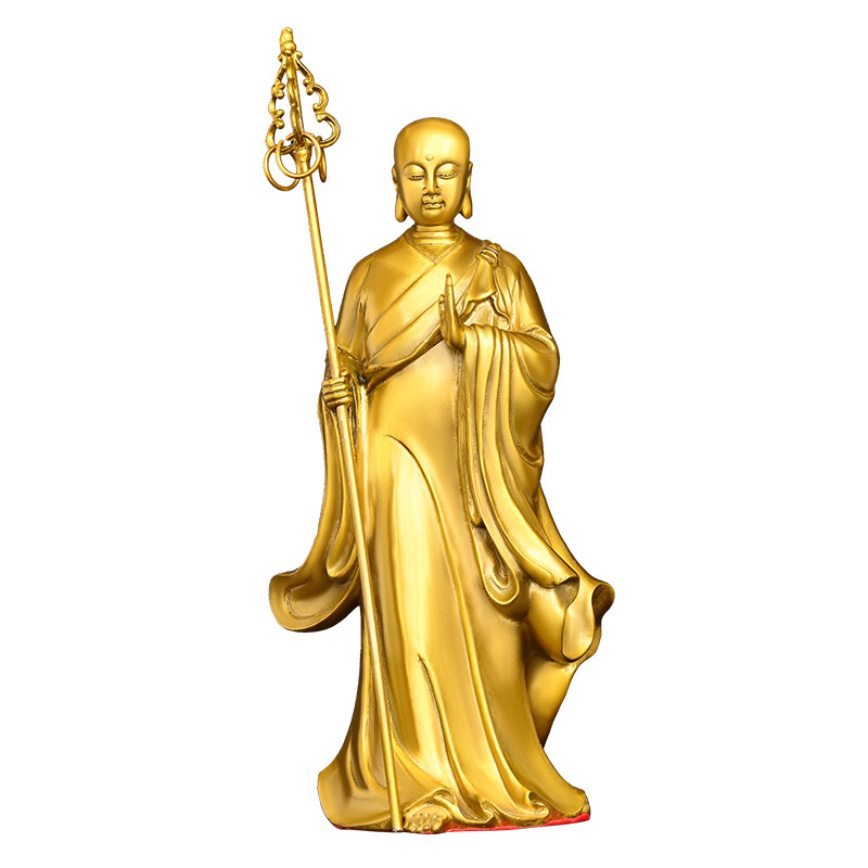 地藏王菩萨拿禅杖站礼佛用品全铜