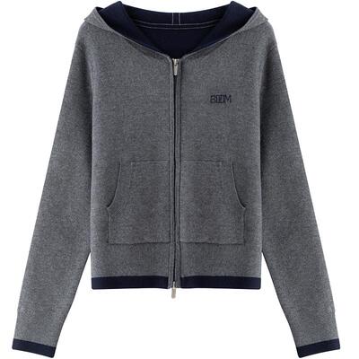 LAGOGO百搭灰色连帽含羊毛短外套