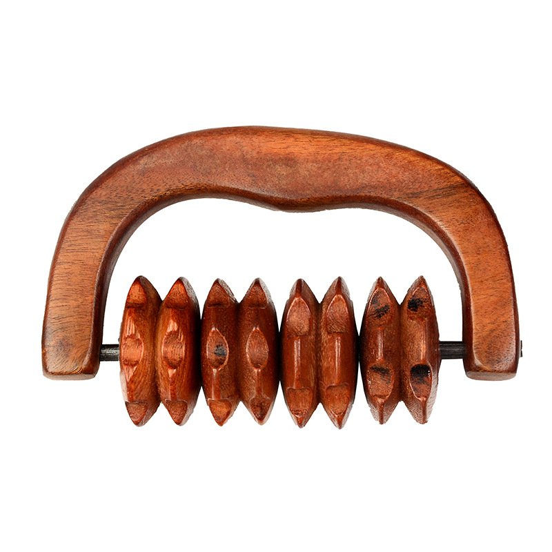 木质滚轮按摩器手动多功能四肌肉放松齿轮按摩木制背部腿部花梨木