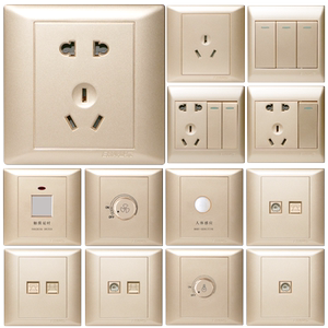 【拍一发三】公元开关插座面板K50香槟金