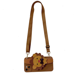 卡通狮子手腕带适用iphone17promax手机壳苹果16promax保护套13斜挎15pro新款12高级感14女款11背带16pro全包