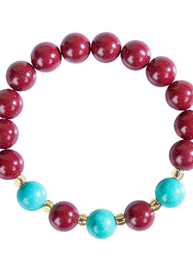 天然朱砂手串女款紫金砂本命年生肖辰砂转运串珠手链护身符男礼物