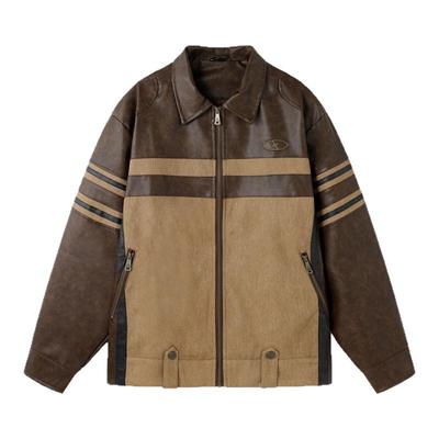 BJHG美式夹克外套潮牌撞色PU皮衣