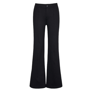 允硕新品超模小黑裤内里加绒高腰微喇裤女加长百搭休闲裤子198307