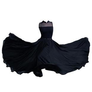 中国风720度舞蹈练习长裙成人白色大摆纱裙现代古典舞练功演出服