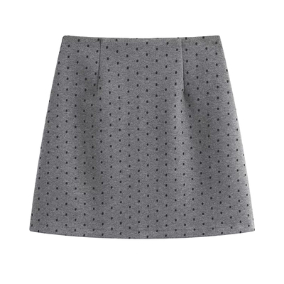 梨型身材波点毛呢半身裙女秋冬大码遮肚显瘦高腰a字包臀短裙加厚