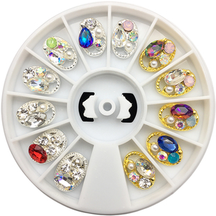 美甲钻10颗超闪大钻椭圆形合金钻石彩色指甲堆钻饰品113-124#