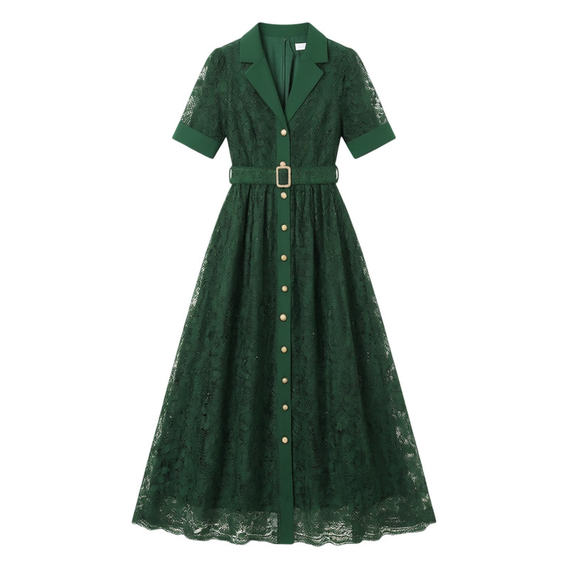 宫廷风西装领蕾丝大码晚礼服女