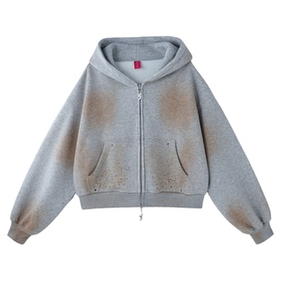 FTT FlyTheTruth脏脏卫衣外套女款春季新款美式连帽休闲开衫外套