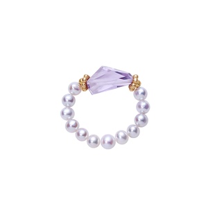 复古线·《盛宴》设计感百搭气质优雅天然珍珠紫水晶纯银戒指环女
