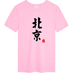 城市名北京天津上海重庆t恤短袖男女中国风直辖市衣服纯棉半截袖