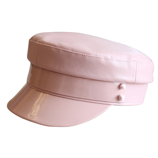 漆皮帽子英伦INS网红款平顶报童鸭舌贝雷帽子女秋冬PU皮帽