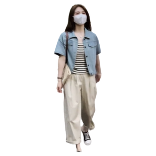 短袖设计感薄款牛仔衬衫女2025夏季新款休闲爆款短款小外套披肩