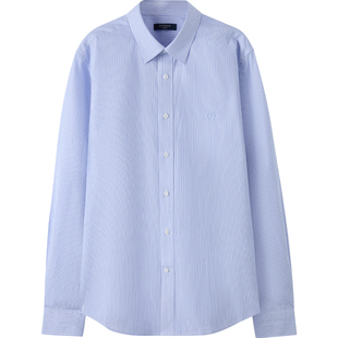 SCOFIELD男装26夏季新品100%棉长袖职场通勤条纹修身蓝色衬衫男