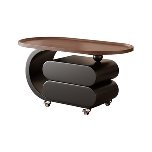 中古风可移动沙发边几小茶几客厅家用小户型侧边柜实木储物小推车