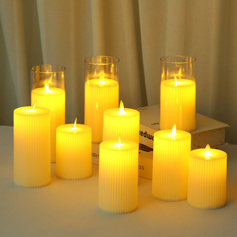 新品 透明齿轮款电蜡烛平口摇摆火焰LED蜡烛灯浪漫家居气氛摆件