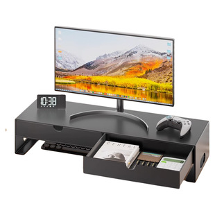 桌面显示器收纳置物架台式电脑办公室增高架抽屉式收纳架抽拉放置