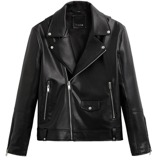 柜599！秋季新品男装仿皮机车夹克3427320 800斜拉链外套3427/320