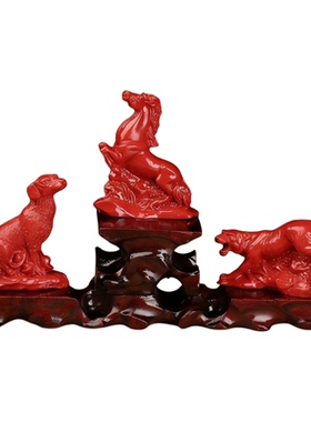 新中式朱砂十二生肖招财摆件