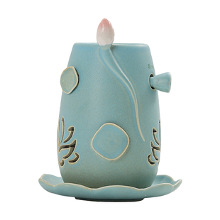 景德镇手作烘烤炉陶瓷熏香植物雪松香薰炉烤茶炉桌面摆件调节温