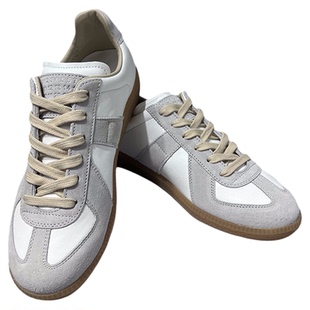 现货 Maison Margiela Replica拼接麂皮漆皮系带休闲运动鞋德训鞋