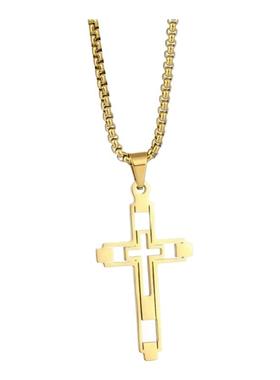 钛钢不掉色十字架项链