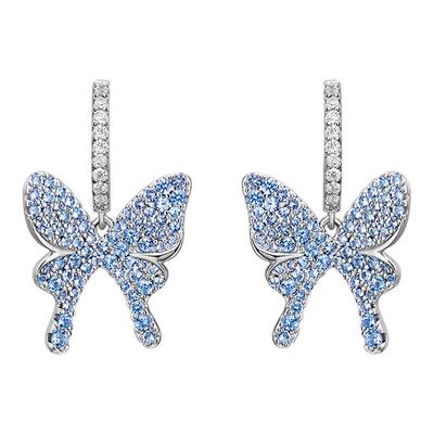 何方珠宝闪闪蝴蝶耳环女耳夹