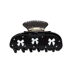 emijay同款甜美蝴蝶结黑色发夹镶钻复古芭蕾浪漫后脑勺抓夹鲨鱼夹