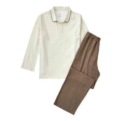 法兰绒开领长袖睡衣男士家居服