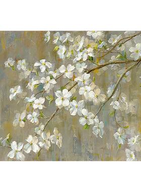 苹果花中古酒店自粘油画布装饰画