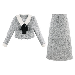 秋冬装搭配一整套冬季套装女高级感时尚小香风短外套半身裙两件套