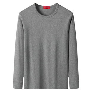 春秋中年男士打底衫纯棉爸爸上衣中老年长袖T恤男宽松老头衫秋衣