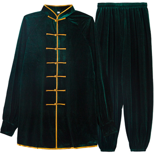 古韵中华金丝绒太极服女秋冬加绒加厚武术比赛练功表演服太极拳男