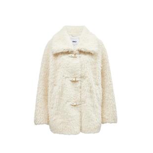绫致ONLY秋冬新款可爱保暖落肩宽松翻领毛绒棉服女时尚潮