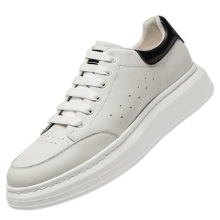 高哥增高鞋男款秋冬新款麦坤小白鞋情侣真皮板鞋内增高休闲鞋子男