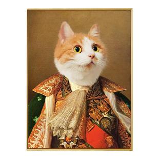 萌宠入油画宠物画像定制喷绘装饰画创意狗狗头像墙画猫咪肖像挂画