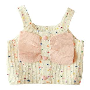 宝宝马甲春秋装外穿女童针织马夹背心儿童毛线小坎肩吊带马褂外套