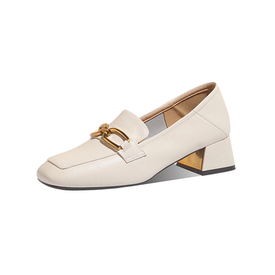 达芙妮高跟乐福鞋女2026新款英伦风黑色小皮鞋女款通勤粗跟单鞋子