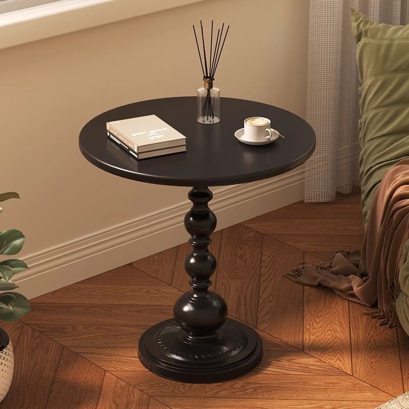 小圆桌茶几沙发边几床头柜铁小桌子物桌艺网床头复古中置古风红