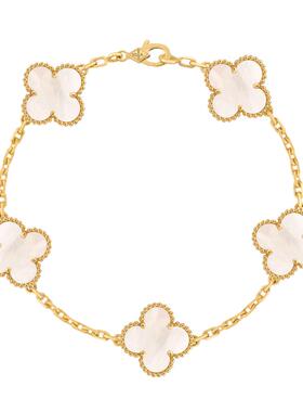 【自营】中古99新梵克雅宝Vintage系列四叶草五花手链黄金贝母