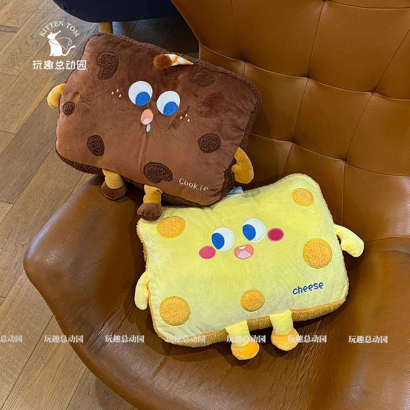 曲奇芝士抱枕被子两用午睡靠枕办公室午休空调毯子二合一车载枕头