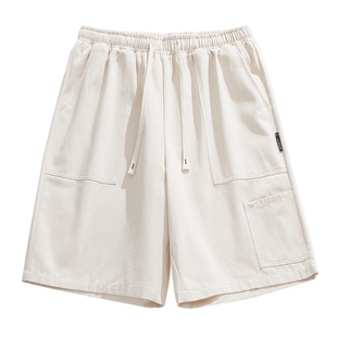 男士米色工装裤男夏季短裤男款2026新款休闲大码裤子宽松五分裤男