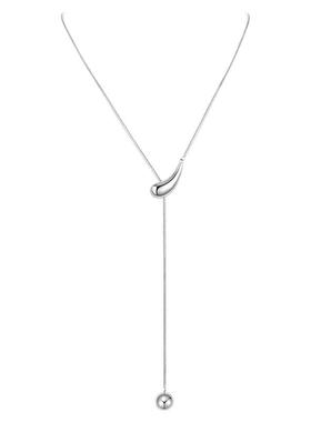 ZEGL水滴吊坠抽拉毛衣链女款秋冬银色百搭气质项链小众锁骨链饰品