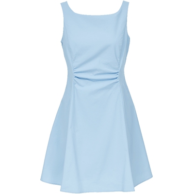 ONLY显瘦捏褶解构后领V裁连衣裙