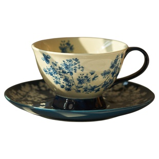 肆月中古咖啡杯套装高级感家用陶瓷杯子拿铁拉花杯精致下午茶杯碟