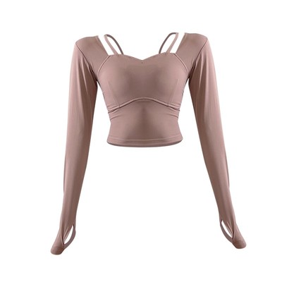 吊带式秋冬收腰露脐含胸垫瑜伽服